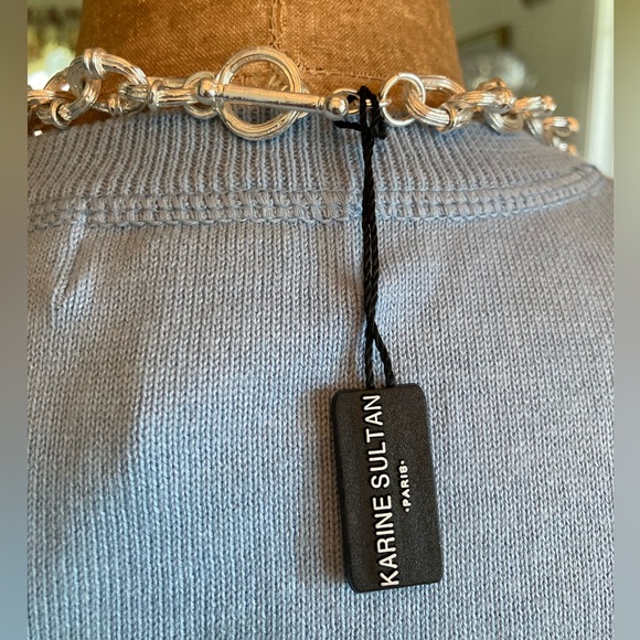 Karine Sultan Classic Chain Link Toggle Necklace 20” Silvertone Great Gift! NWT - Picture 3 of 7